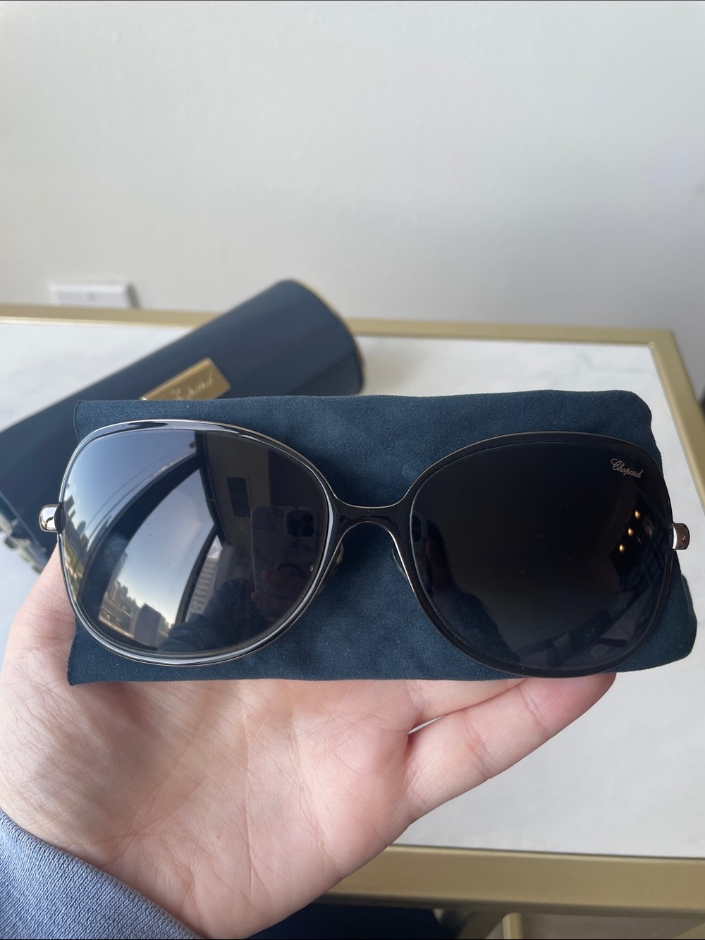 Chopard Black and Silver Gradient Oversized Women's Sunglasses - Picture 9 of 12